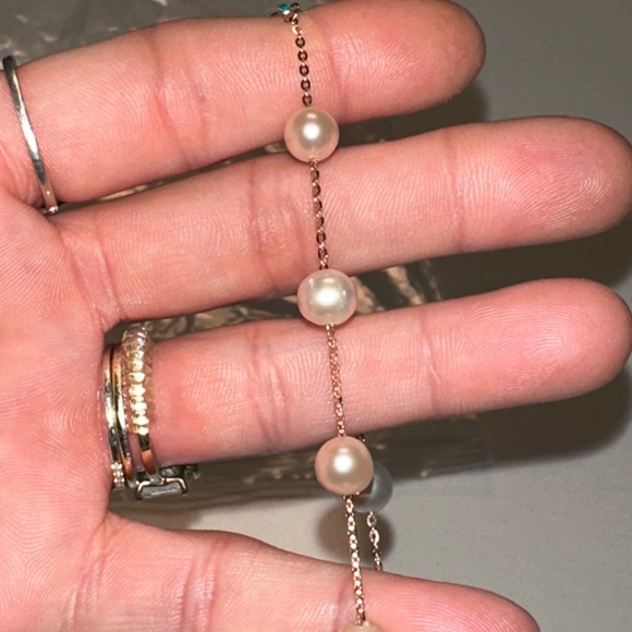 New Effy 14K Tin Cup Pearl Bracelet 14K Rose Gold Genuine Pink Pearl Bracelet - Picture 8 of 9